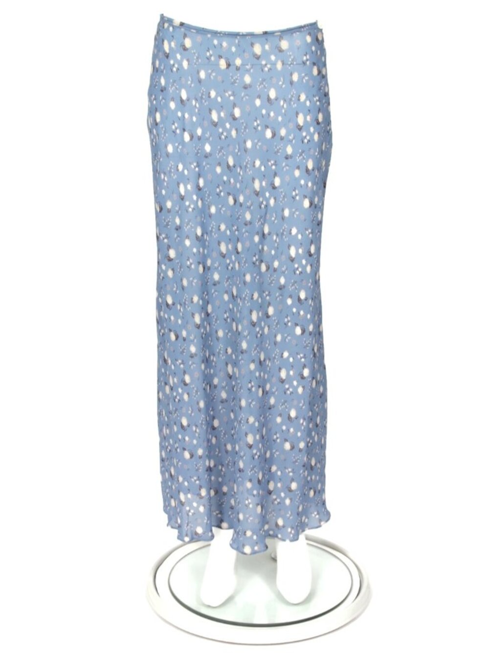 Vintage RALPH LAUREN Blue White Floral Sheer Rayon Straight Maxi Skirt sz 12 082